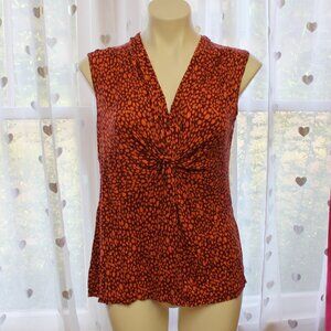 #573A Alexis Taylor Red & Orange Patterned Sleeveless Dress Top Size XL (16/18)